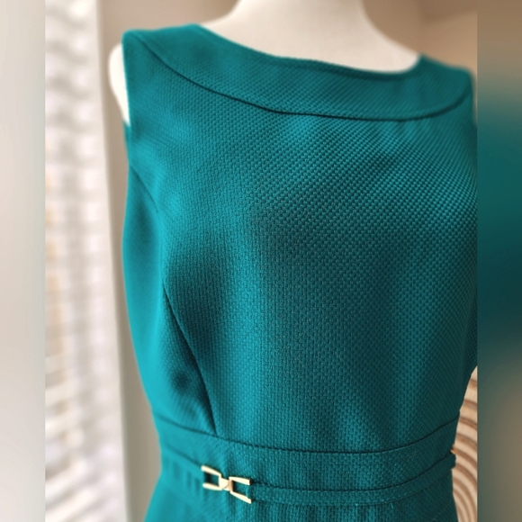 Tahari Emerald Green Summer Cocktail Dress - Picture 3 of 7